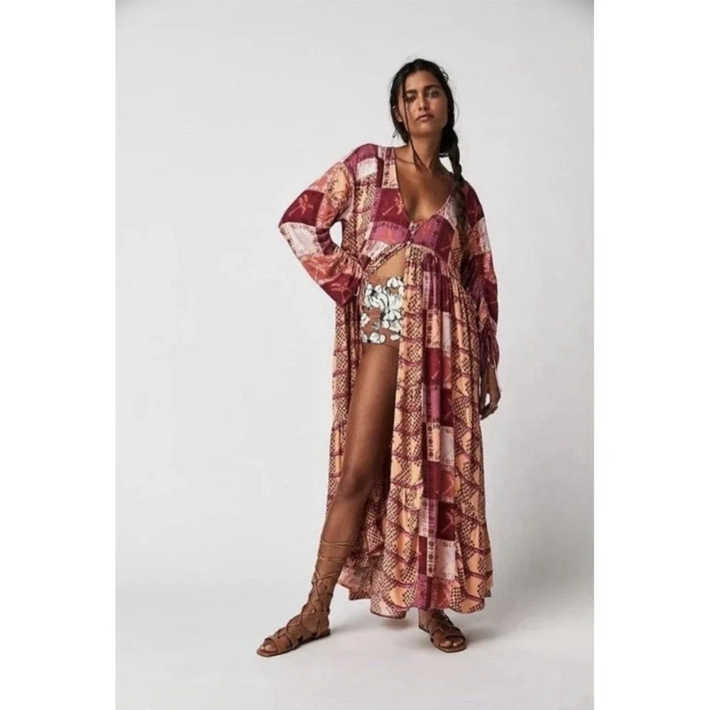 Free People Ibiza Getaway Maxi Top Dress Boho Festival Size Large